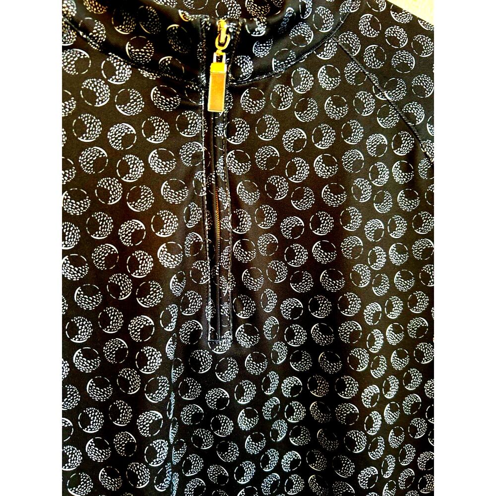 Womens Long Sleeve Top SPF 50 Golf Ball Print Graphic Golf Black Fun Slimming M